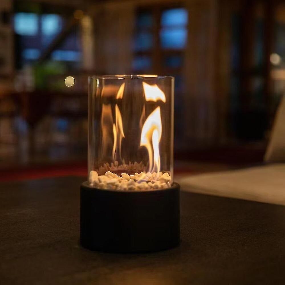 Tabletop Fire Pit with Glass Cylinder and Decorative Stones Indoor Portable Smokeless Fireplace - Image 5