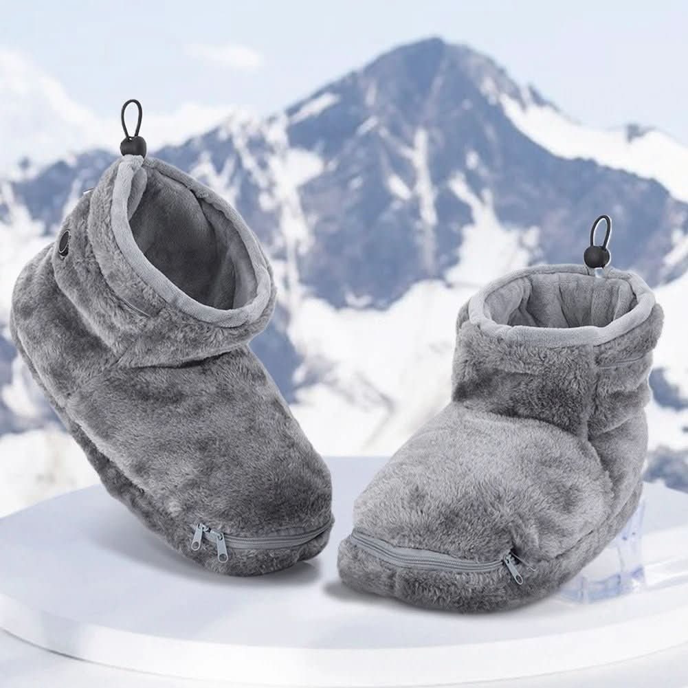 USB Heated Slippers with Plush Bootie Faux Fur Lining and Fleece Ankle Collar - Image 1