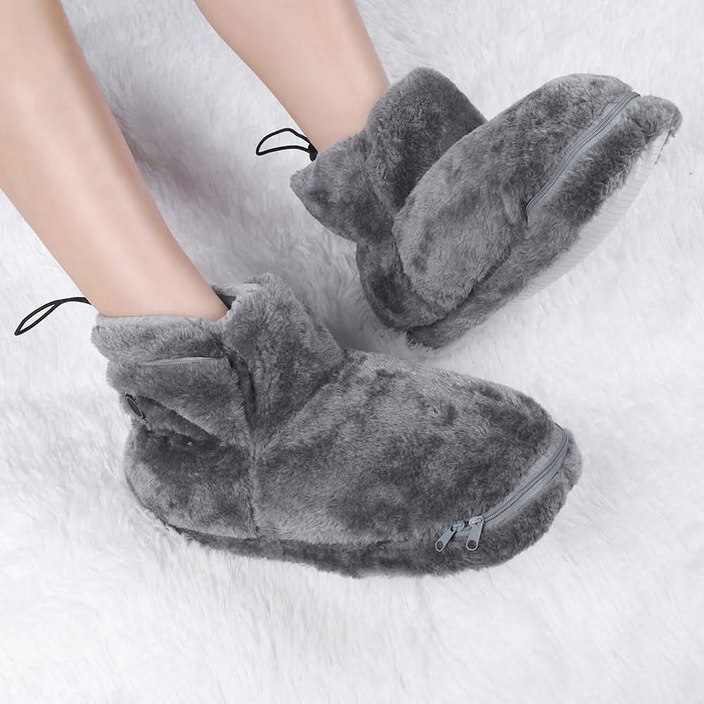 USB Heated Slippers with Plush Bootie Faux Fur Lining and Fleece Ankle Collar - Image 2