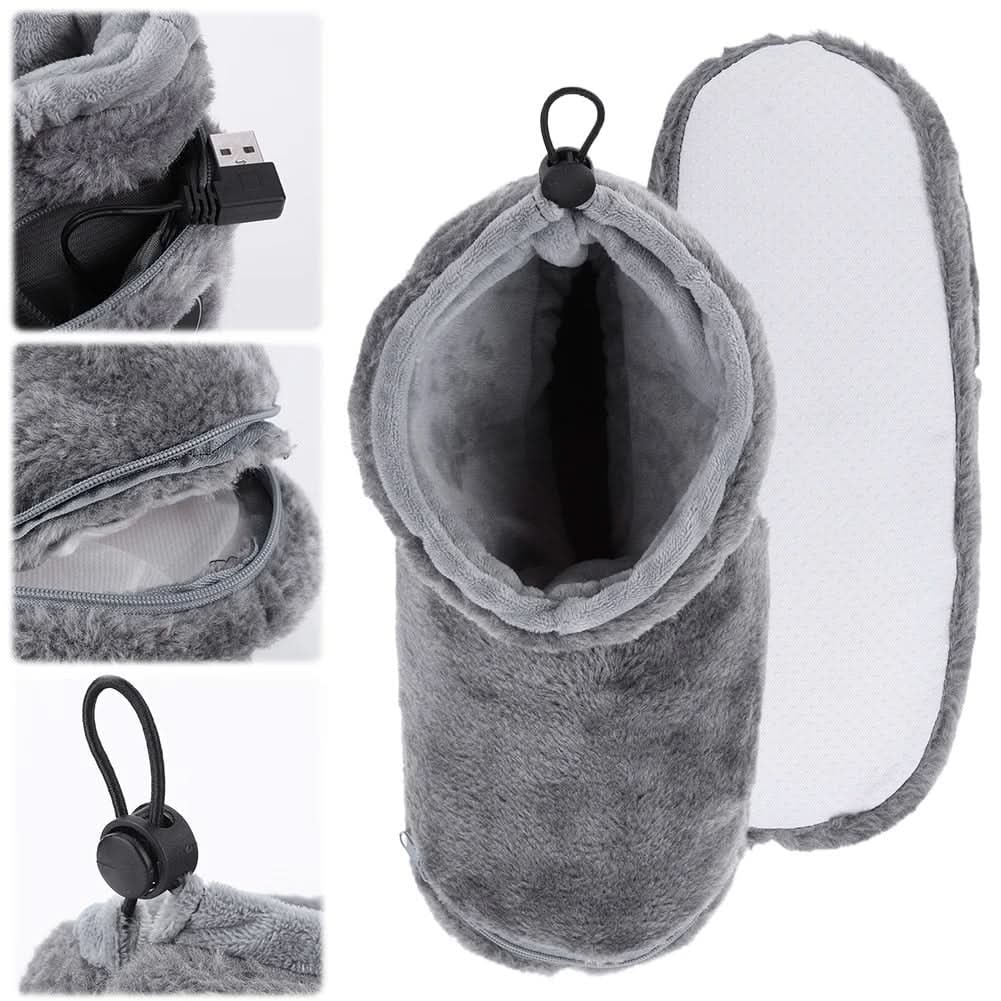 USB Heated Slippers with Plush Bootie Faux Fur Lining and Fleece Ankle Collar - Image 9