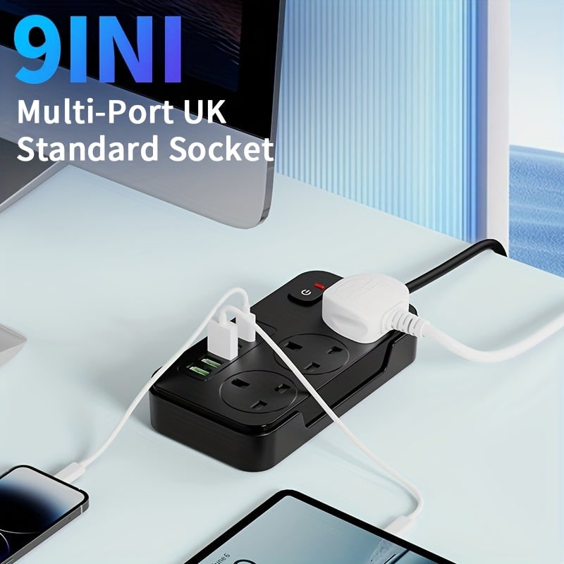 USB Power Strip with 3 AC Outlets 6 Ports and 2m Extension Cable - Image 2