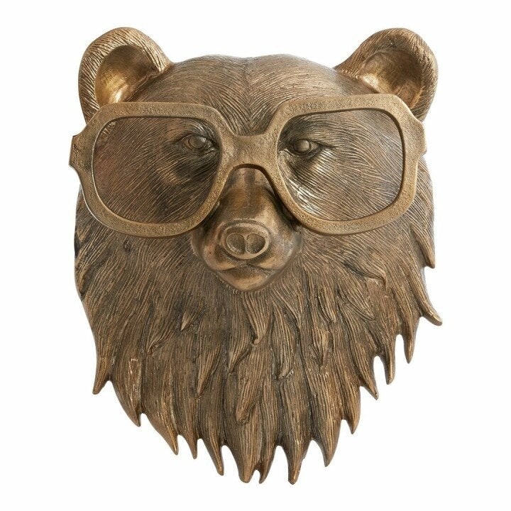 Wall Art Metallic Animal Head Sculpture with Textured Details and Glasses - Image 13