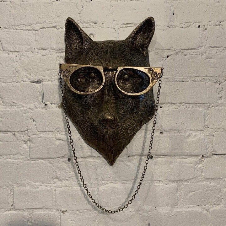Wall Art Metallic Animal Head Sculpture with Textured Details and Glasses - Image 14