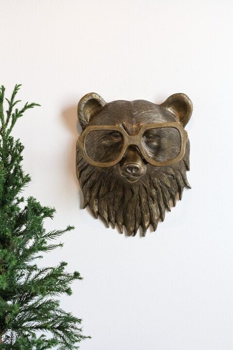 Wall Art Metallic Animal Head Sculpture with Textured Details and Glasses - Image 20