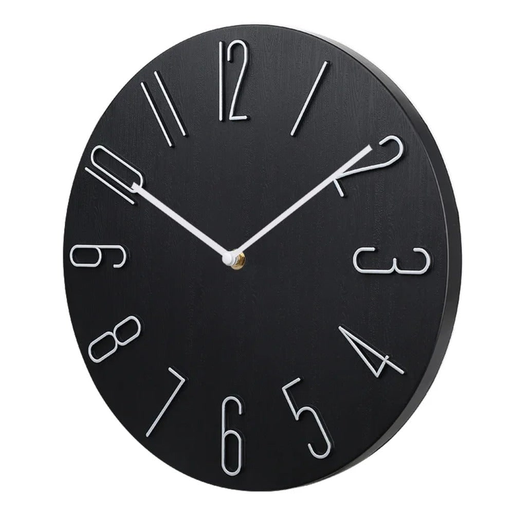 Wall Clock with Raised Wire Numbers and Wood Grain Dial Silent Modern Round - Image 2