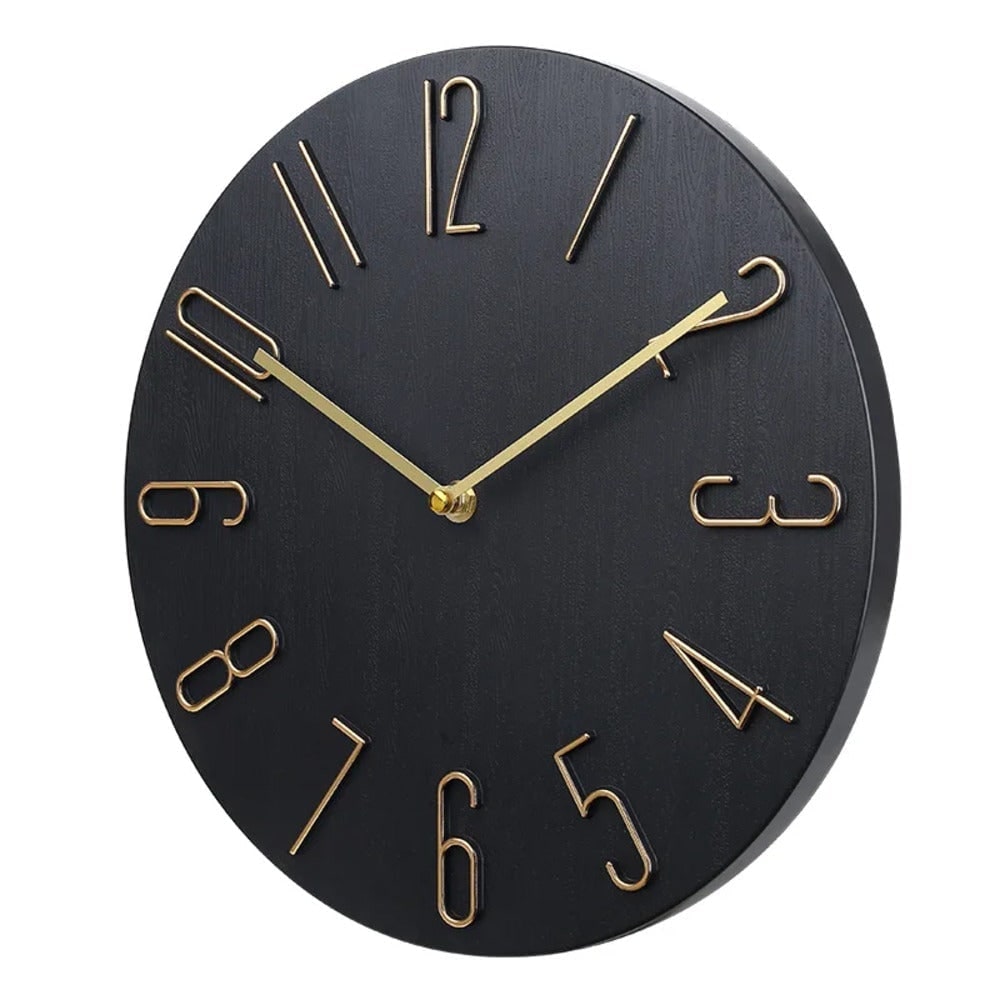Wall Clock with Raised Wire Numbers and Wood Grain Dial Silent Modern Round - Image 3