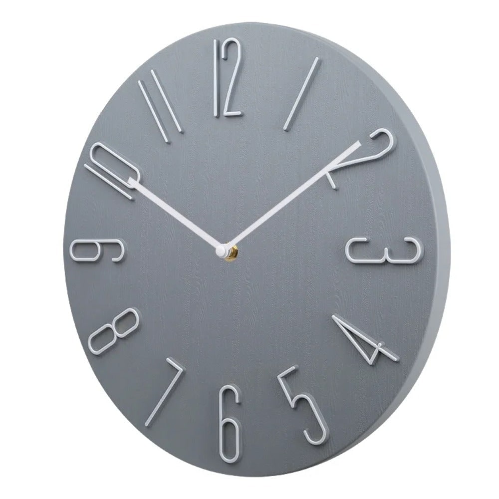 Wall Clock with Raised Wire Numbers and Wood Grain Dial Silent Modern Round - Image 6