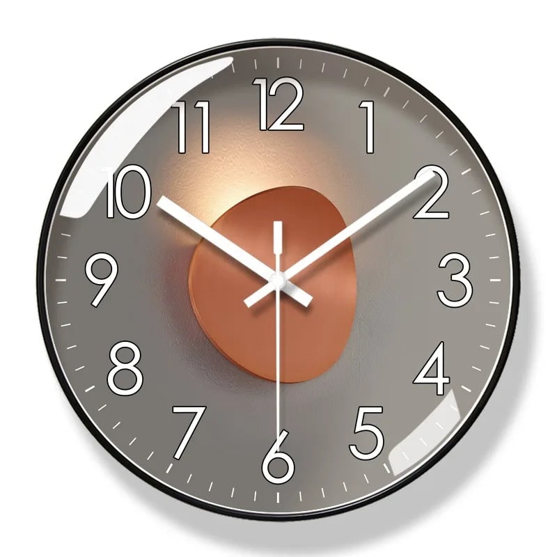 Wall Clock with Silent Mechanism Round Glass Face and Geometric Design - Image 3