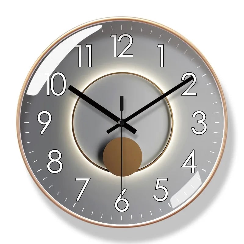 Wall Clock with Silent Mechanism Round Glass Face and Geometric Design - Image 6