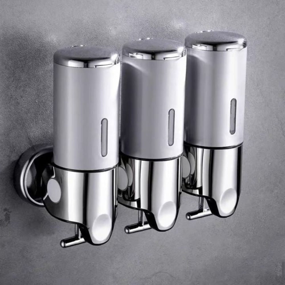 Wall-Mounted Shower Soap Dispenser with Manual T-Bar Lever and Detachable Chambers - Image 1
