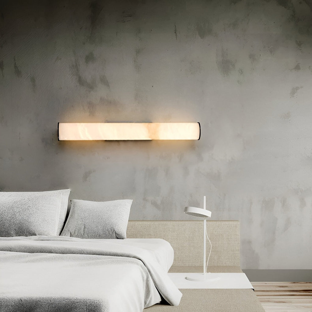 Wall Sconce Lighting with Hardwired Cylindrical Translucent Marble Shade - Image 13