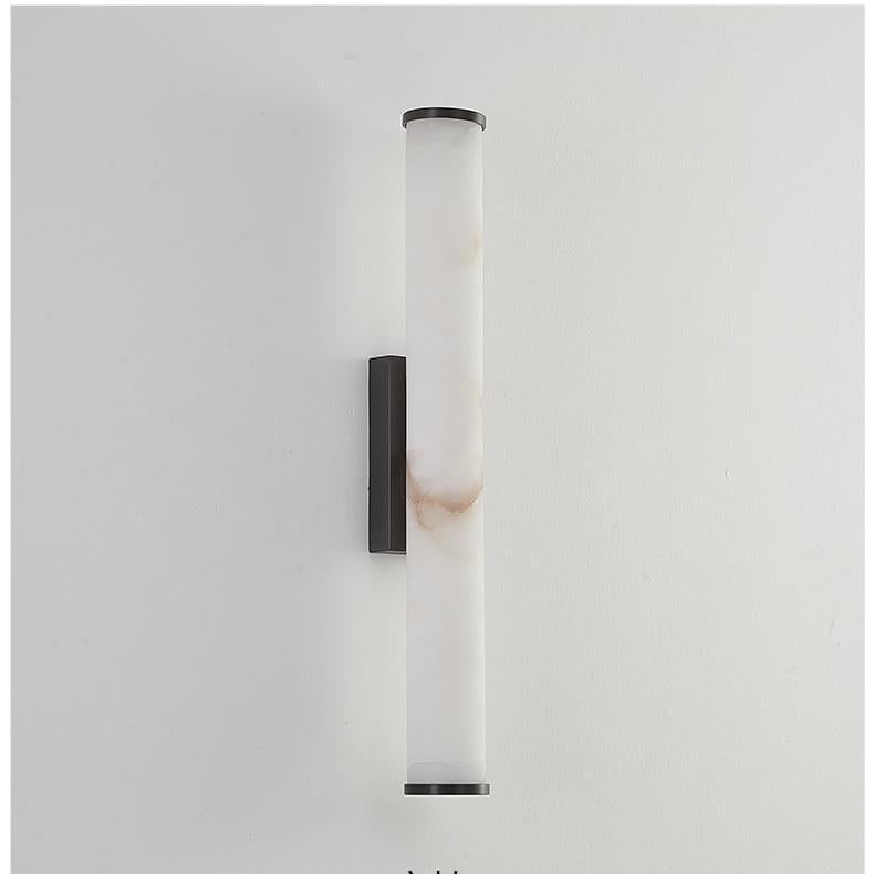 Wall Sconce Lighting with Hardwired Cylindrical Translucent Marble Shade - Image 9