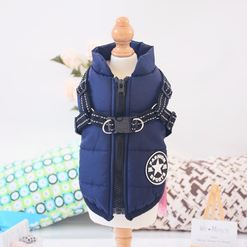Waterproof Dog Coat with Harness Padded Puffer Jacket for Cold Weather - Image 1