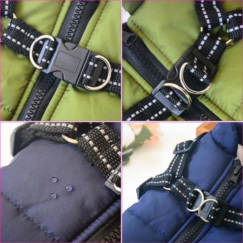 Waterproof Dog Coat with Harness Padded Puffer Jacket for Cold Weather - Image 11