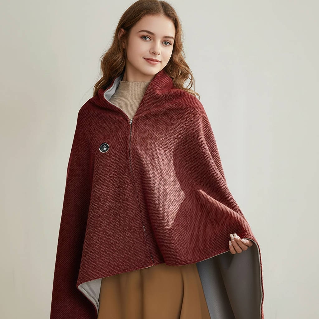 Wearable Heated Blanket with USB Power 8 Heating Zones and Waffle-Knit Hood - Image 9