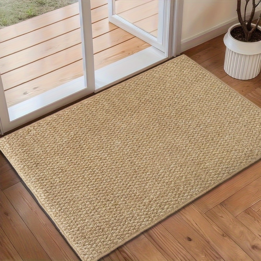 Welcome Door Mat Non-Slip Absorbent Indoor Entrance with Textured Loop Pile - Image 3