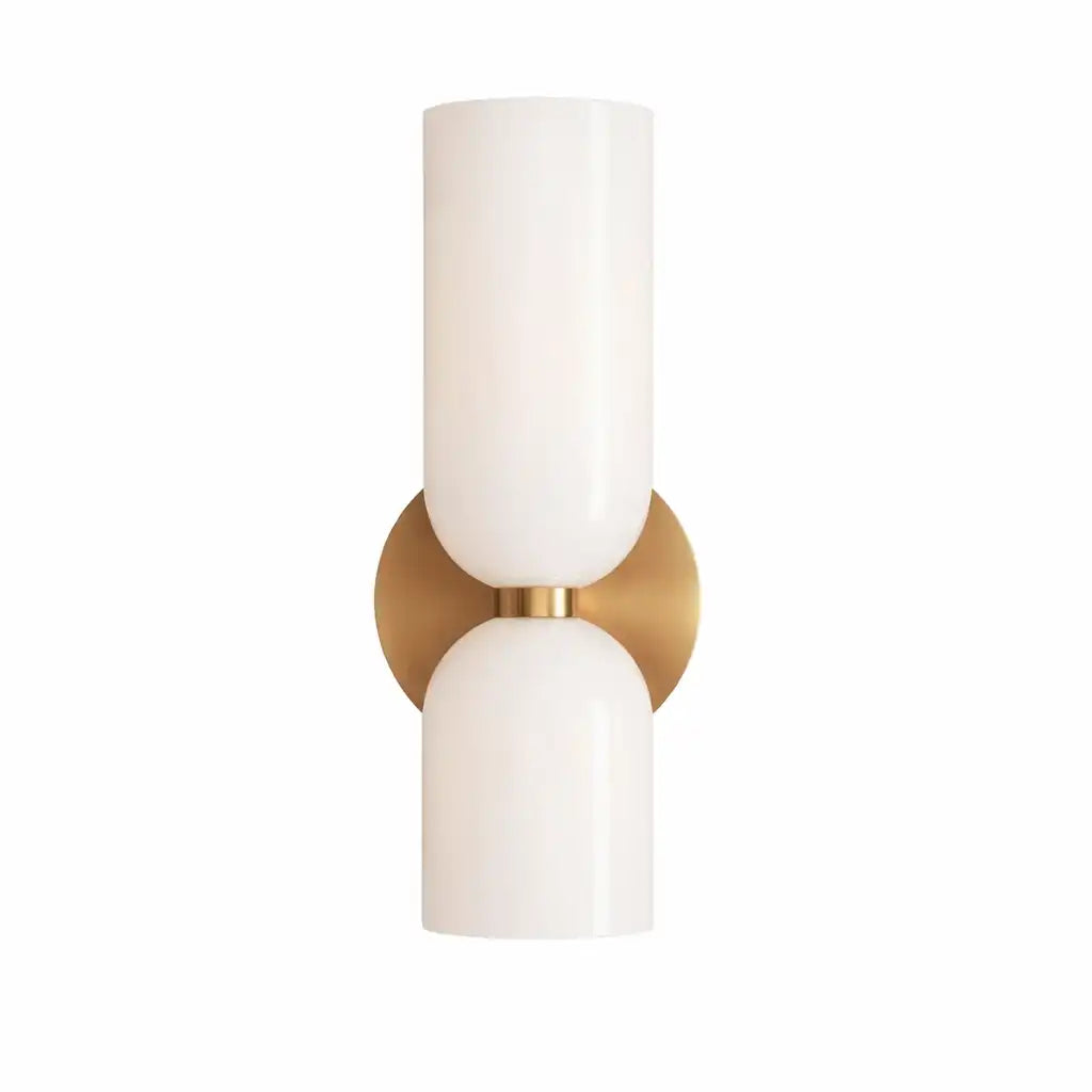 Wall Sconce Lamp with Dual Sculpted Glass Shades Modern Contemporary Lighting
