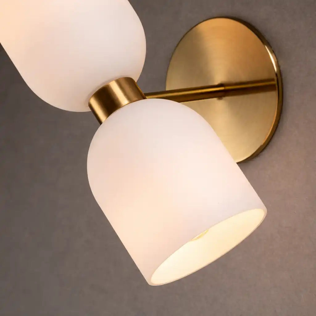 Wall Sconce Lamp with Dual Sculpted Glass Shades Modern Contemporary Lighting
