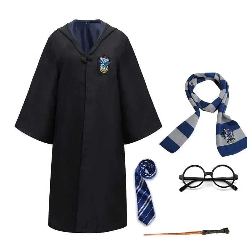 Wizard Costume Robe with Hooded Design Embroidered Crest and Wide Flared Sleeves - Image 10