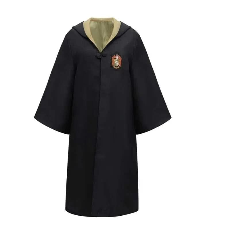 Wizard Costume Robe with Hooded Design Embroidered Crest and Wide Flared Sleeves - Image 4
