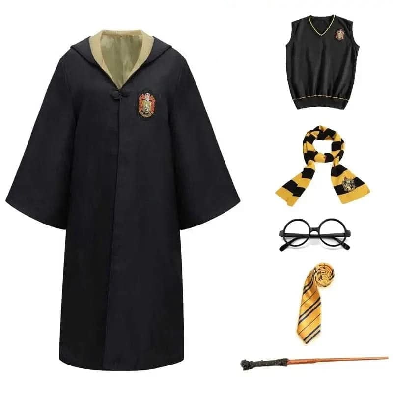 Wizard Costume Robe with Hooded Design Embroidered Crest and Wide Flared Sleeves - Image 6