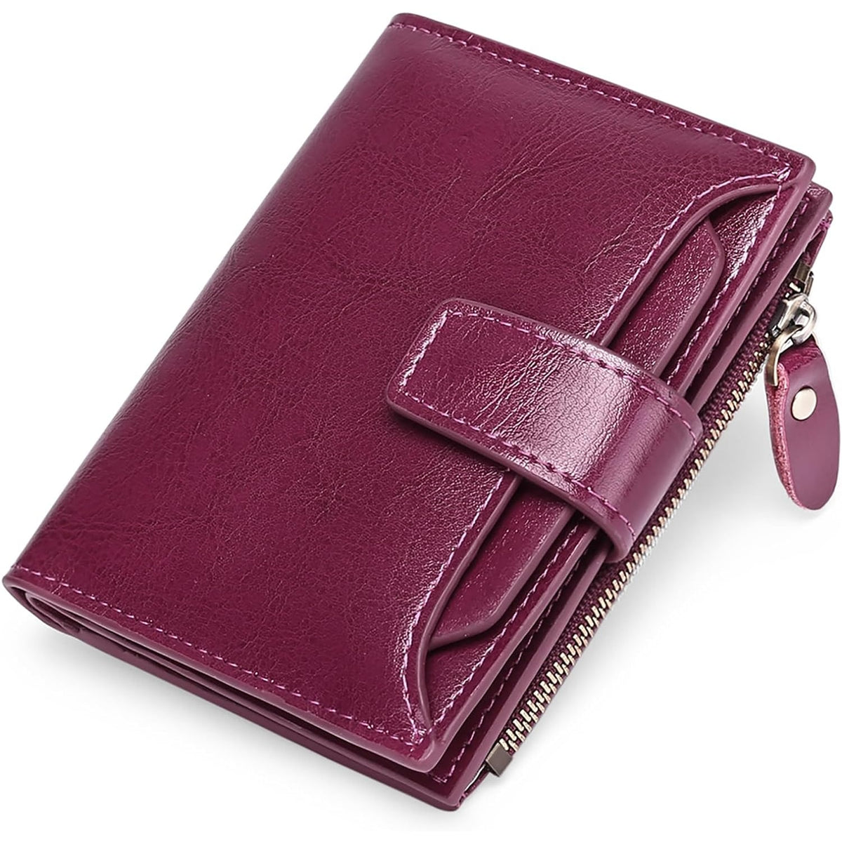 Women's Bifold Wallet with Snap Closure Zipper Pocket and Card Slots - Image 12