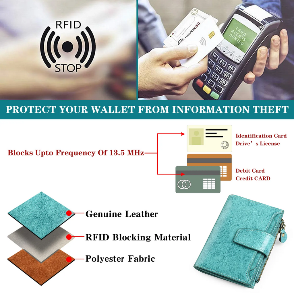 Women's Bifold Wallet with Snap Closure Zipper Pocket and Card Slots - Image 26