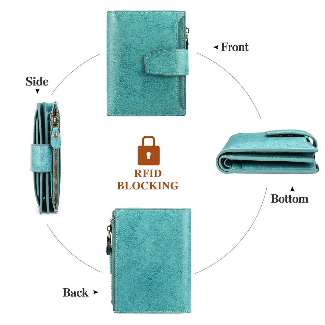Women's Bifold Wallet with Snap Closure Zipper Pocket and Card Slots - Image 28