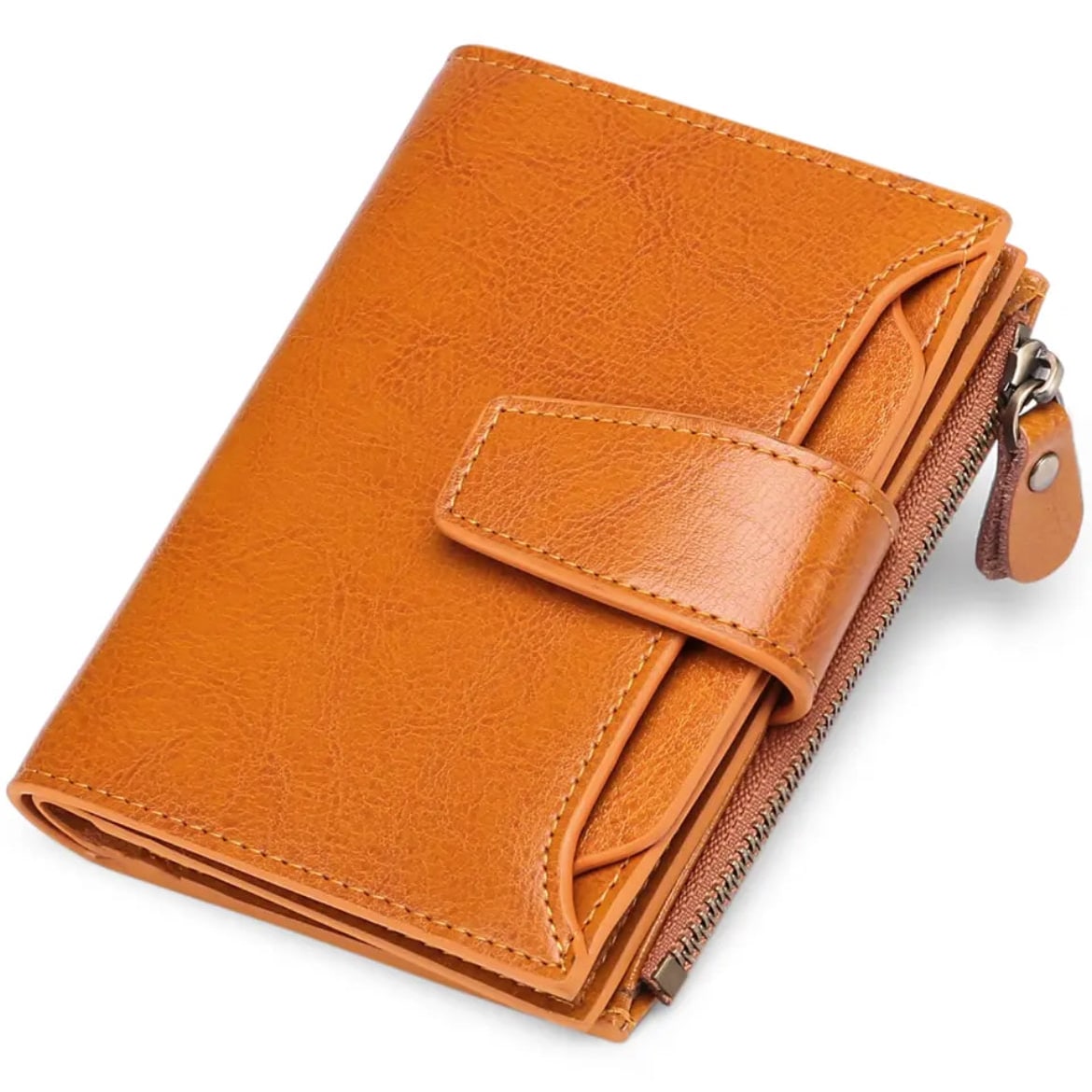 Women's Bifold Wallet with Snap Closure Zipper Pocket and Card Slots - Image 32