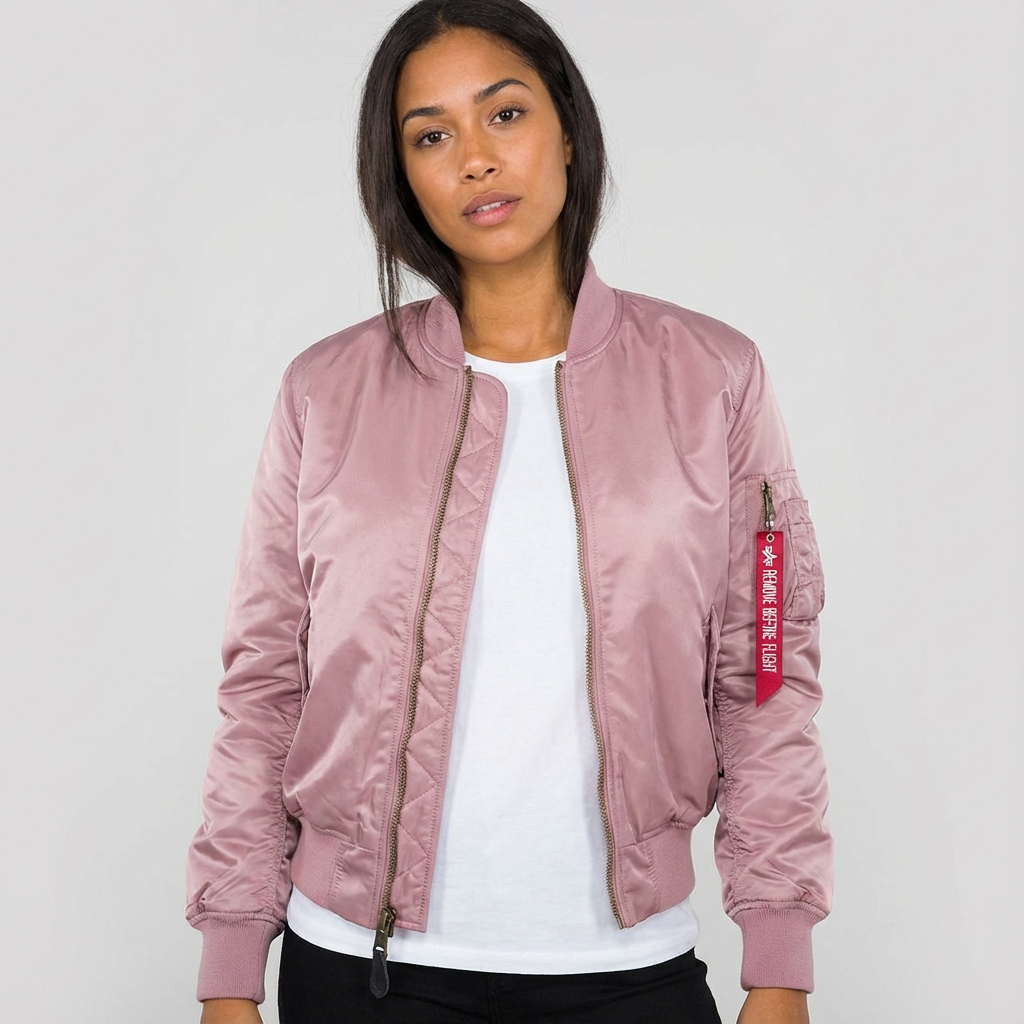 Women's Bomber Jacket with Utility Sleeve Pocket and Satin Finish - Image 10