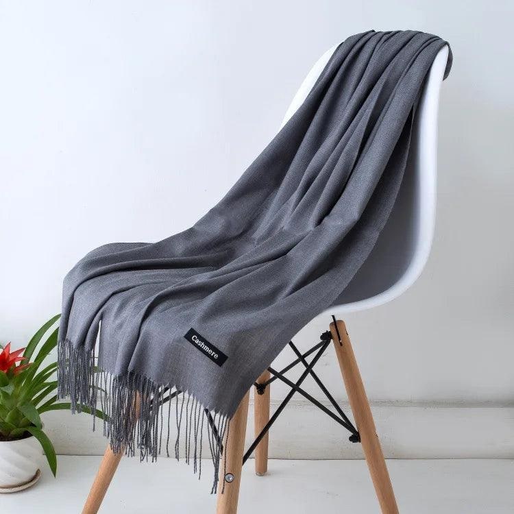 Women's Cashmere Scarf Wrap with Twisted Fringe and Fine Knit Texture - Image 26