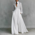Women's Long Sleeve Pleated Maxi Dress with Balloon and Pockets - Image 5