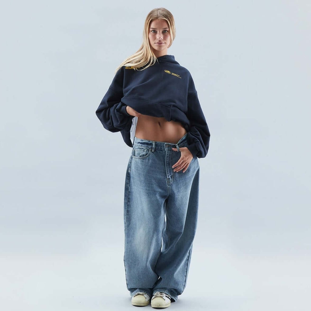 Women's Oversized Graphic Pullover Hoodie with Drop Shoulder and Kangaroo Pocket - Image 1
