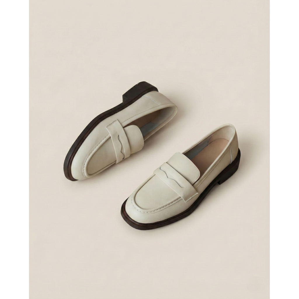 Women's Penny Loafers with Smooth Leather Round Toe and Low Block Heel - Image 11