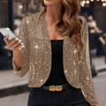 Women's Sequin Bolero Shrug with Long Sleeves and Cropped Open Front Mesh - Image 1