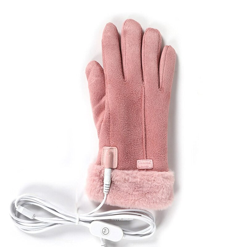 Women's USB Heated Gloves with Faux Fur Cuffs and Rechargeable Fast Warm-Up - Image 1