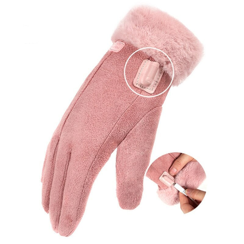 Women's USB Heated Gloves with Faux Fur Cuffs and Rechargeable Fast Warm-Up - Image 3