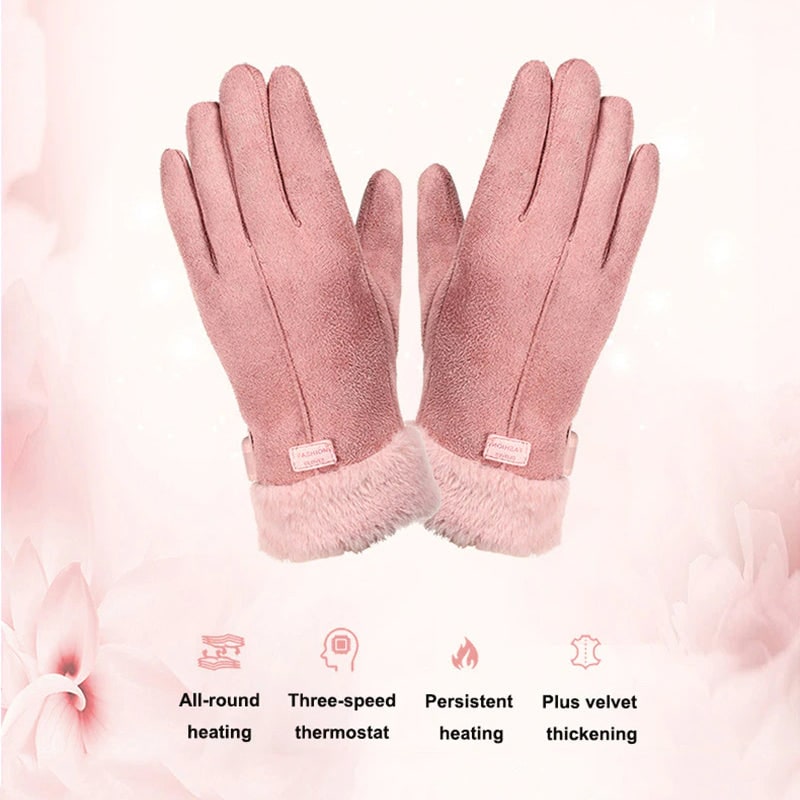 Women's USB Heated Gloves with Faux Fur Cuffs and Rechargeable Fast Warm-Up - Image 8