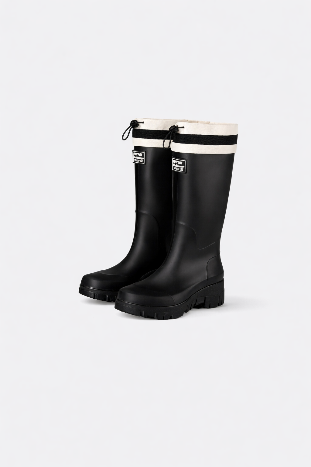 Women's Waterproof Rubber Rain Boots with Drawstring Collar and Chunky Lug Sole - Image 6