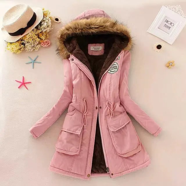 Women's Winter Coat with Fleece Lining and Faux Fur Hood Mid-Length Parka Jacket - Image 10
