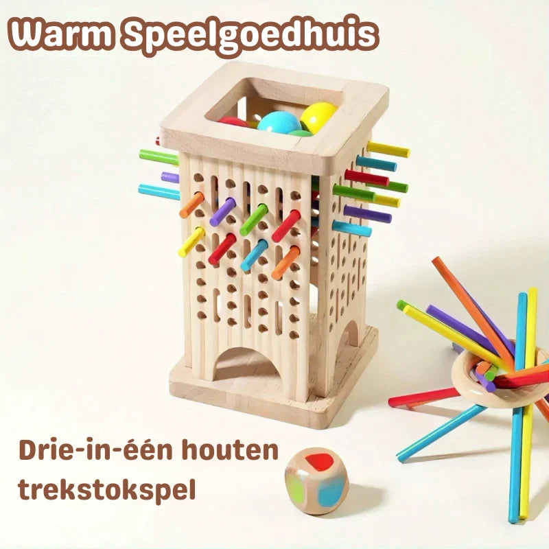 Wooden Tower Game with Colored Sticks and Balls for Balance Block Play - Image 6