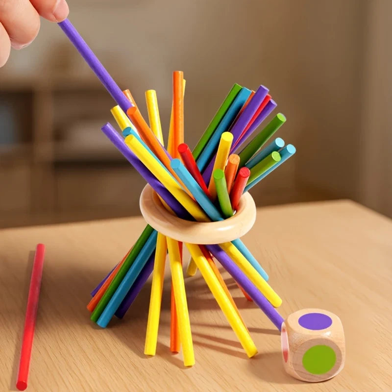 Wooden Tower Game with Colored Sticks and Balls for Balance Block Play - Image 8
