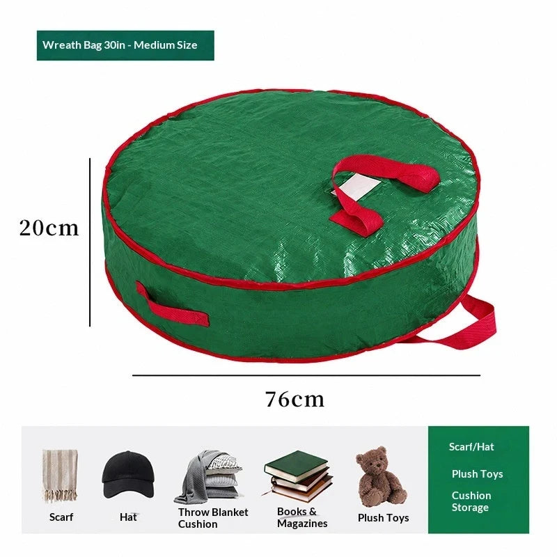 Wreath Storage Bag with Dual Zipper Closure and Handles for Christmas Decoration Organization - Image 11