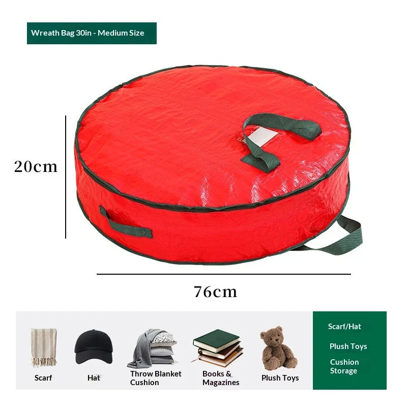 Wreath Storage Bag with Dual Zipper Closure and Handles for Christmas Decoration Organization - Image 14