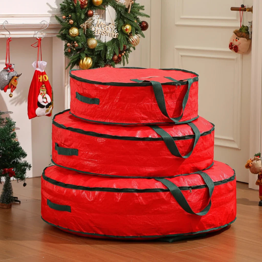 Wreath Storage Bag with Dual Zipper Closure and Handles for Christmas Decoration Organization - Image 2