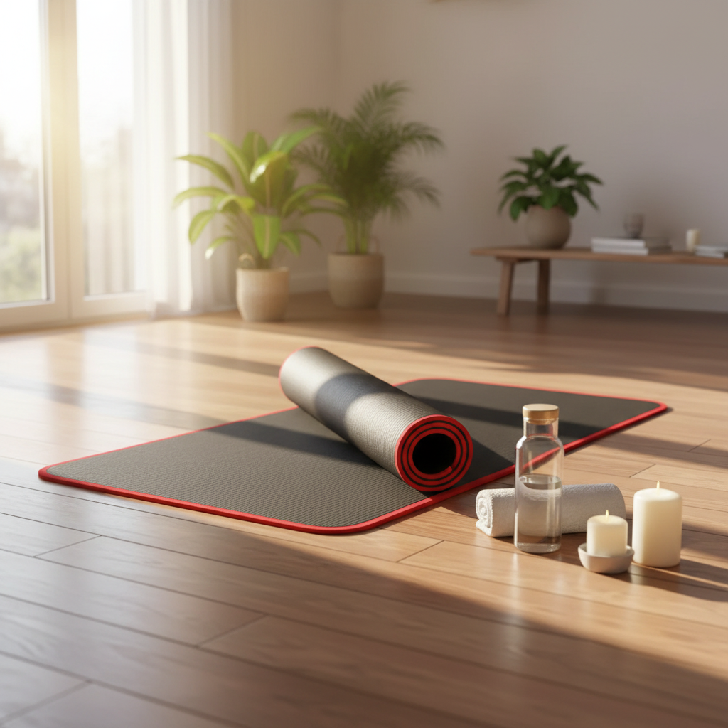 Yoga Mat with 10mm Thick Cushioning Non-Slip Surface and Fabric Bound Edges - Image 2